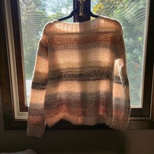 Anthropologie Knit Boatneck Striped Wool Mohair Blend Sweater